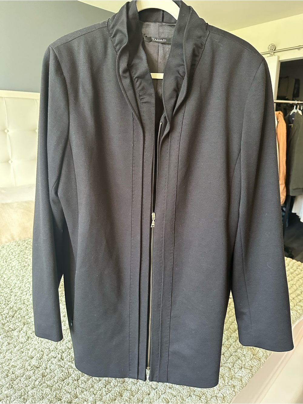 Tahari Black Zip-Front Women's Blazer Jacket